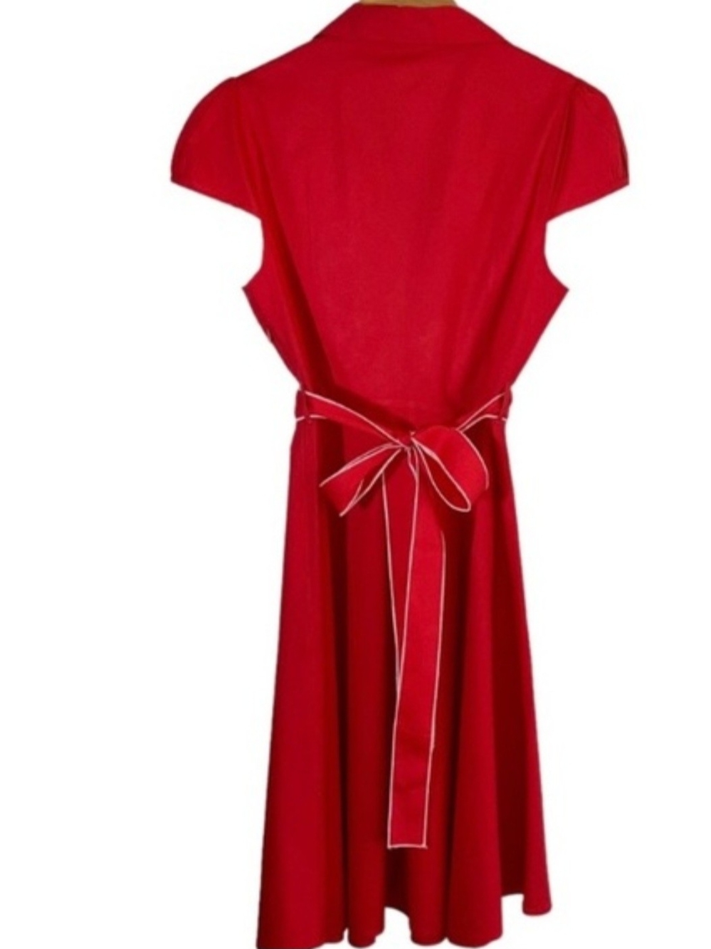 Lindy Bop Bright Red Cotton Blend Dress - Picture 5 of 7